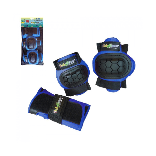 Set Protezioni Bimbo Blu Ginocchiere Gomitiere Polsiere Bicicletta Pattini Skate