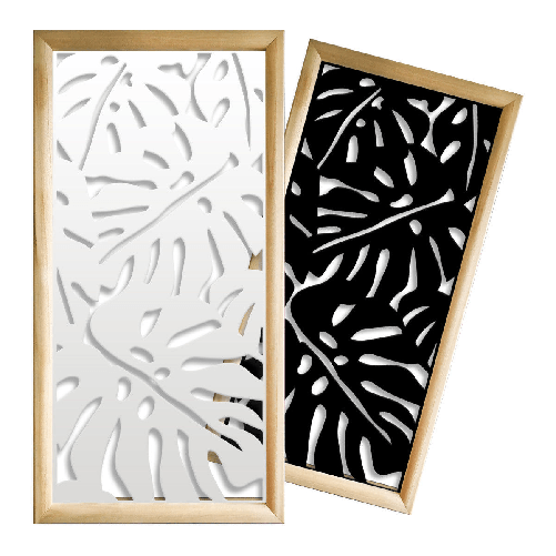 FILODENDRO - Moduli Decorativi in Legno e PVC bianco / 48x48 cm