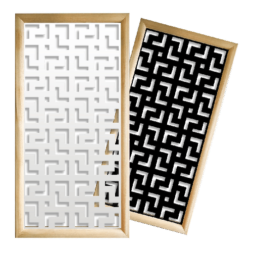 LABYRINTH L - Moduli Decorativi in Legno e PVC bianco / 47x94 cm