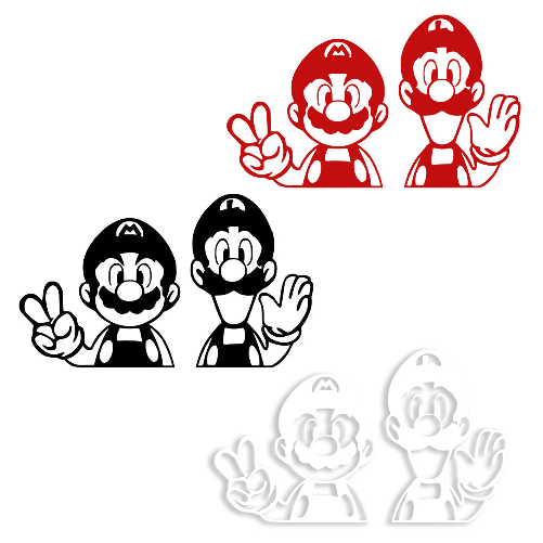 MARIO E LUIGI - Adesivo murale wall sticker in vinile 55x95 cm Rosso