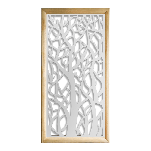 FORESTA - Moduli Decorativi in Legno e PVC bianco / 98x98 cm