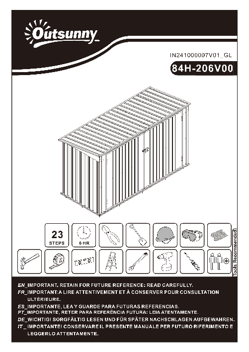 Outsunny Copribidoni in Acciaio per 3 Cassonetti da 240L con 2 Porte e Coperchio, 233x105x118.5/133 cm, Grigio Scuro