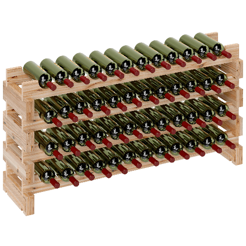 HOMCOM Portabottiglie in Legno di Pino, Cantinetta Vini con 4 Ripiani per 48 Bottiglie, 114x28x56.5 cm, Colore Legno