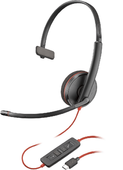 POLY Cuffie Blackwire 3210 monoaurali USB-C nere + adattatore USB-C/A (sfuse)