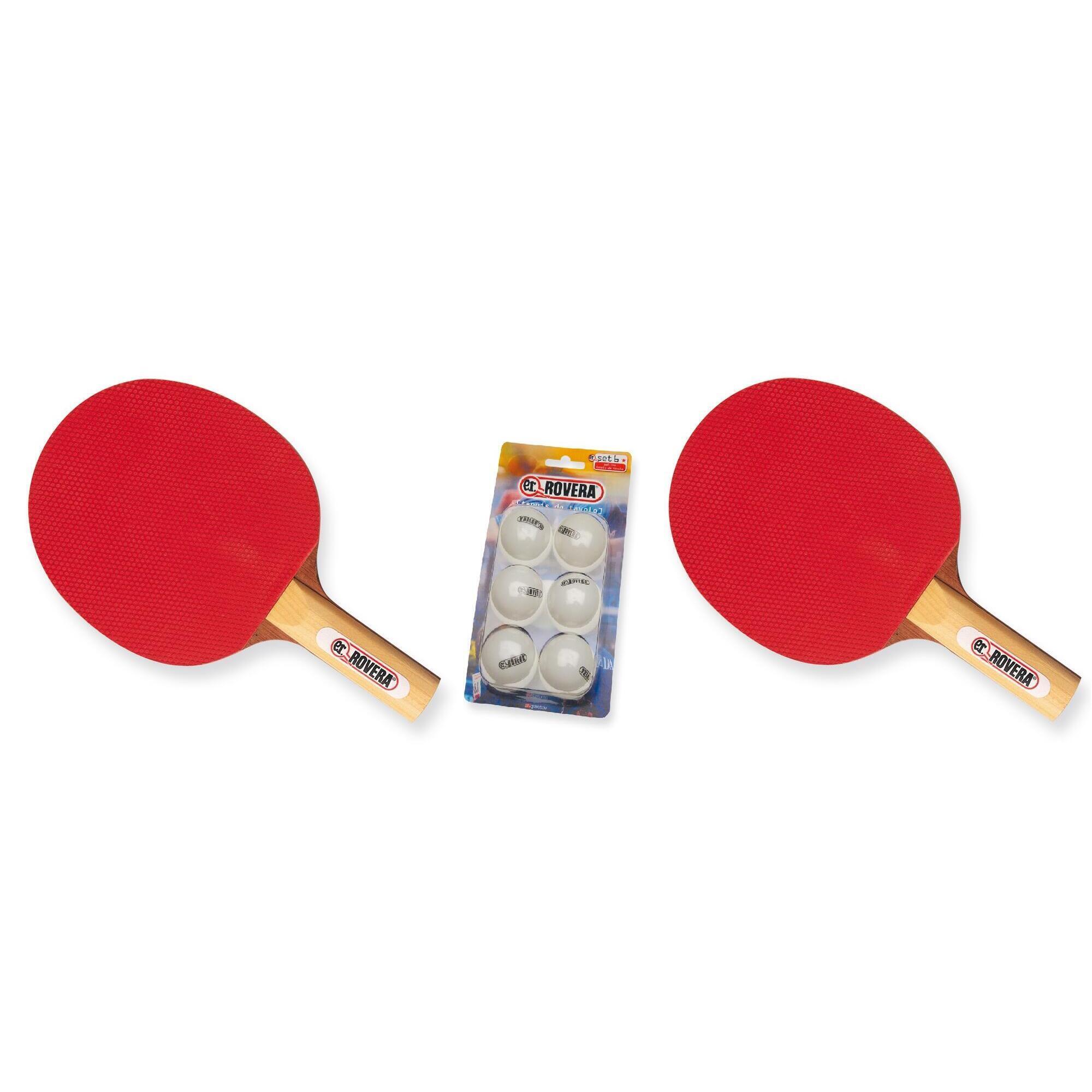 Rovera Kit Set Ping Pong con 2 Racchette ER ROVERA e 4 Palline Bianche Rovera Racchetta ping pong sprint