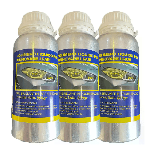 3x Polimero liquido 800 gr per lucidatura fari auto kit Ricarica ripristino rapido e semplice dei fanali