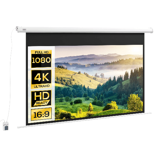 HOMCOM Telo per Proiettore 84" 16:9 Motorizzato con Telecomando, 215x8x140cm, Bianco