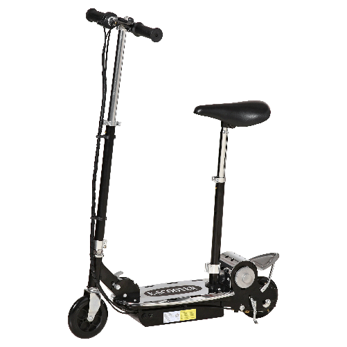 HOMCOM Monopattino Elettrico Pieghevole con Sella, 2 Ruote e Manubrio Regolabile, Bambini 7-12 Anni, 81.5x38x94cm, Nero