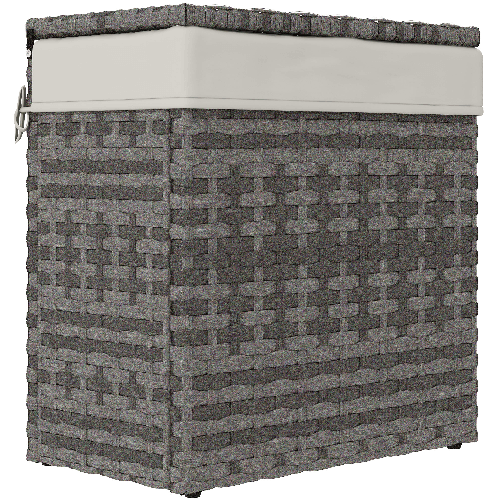 Outsunny Cesta Contenitore da Giardino e Casa in Rattan con Tessuto Interno, 57x34x62cm, Grigio