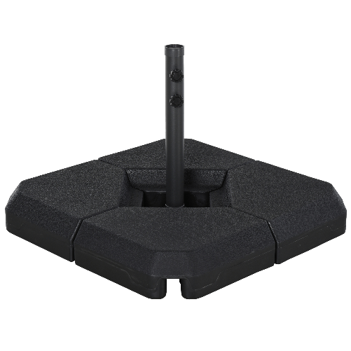 Outsunny Base per Ombrelloni con Palo Centrale, 4 Mattonelle in Plastica Nera da Riempire con Acqua o Sabbia 80x80x56cm