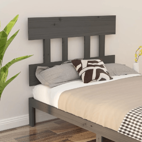 VidaXL Testiera per Letto Grigia 93,5x3x81cm in Legno Massello di Pino VidaXL 819102 testiera e pedana Grigio