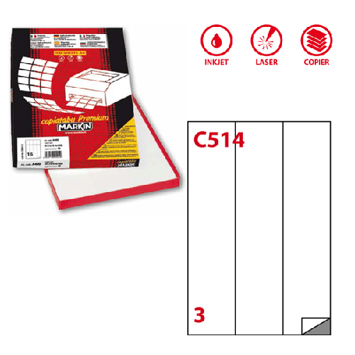 MARKIN Etichetta adesiva C/514 bianca 100fg A4 70x297mm (3et/fg) Markin