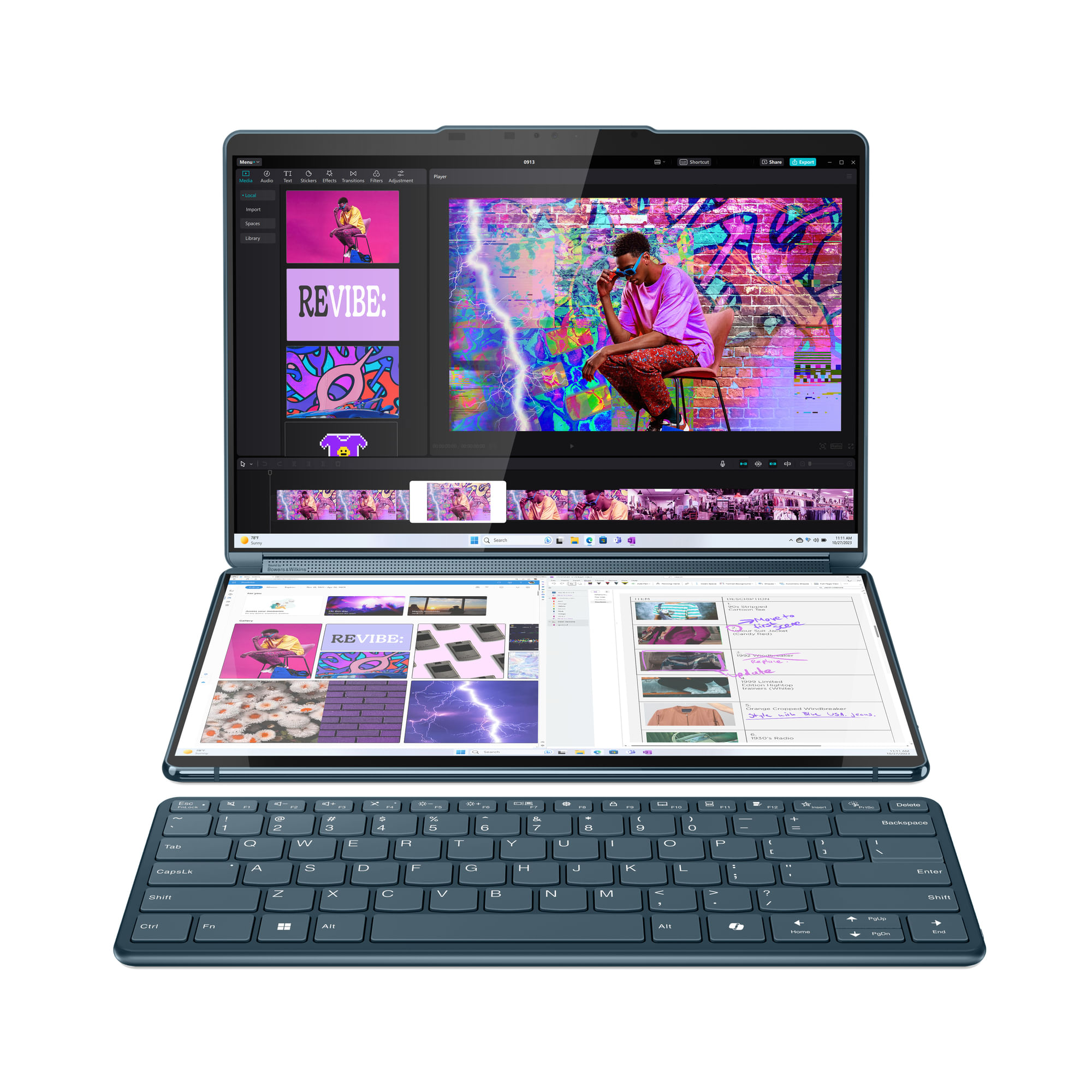 Lenovo Yoga Book 9 13IMU9 Intel Core Ultra 7 155U Ibrido (2 in 1) 33,8 cm (13.3") Touch screen 2.8K 16 GB LPDDR5x-SDRAM 1 TB SSD Wi-Fi 6E (802.11ax) W