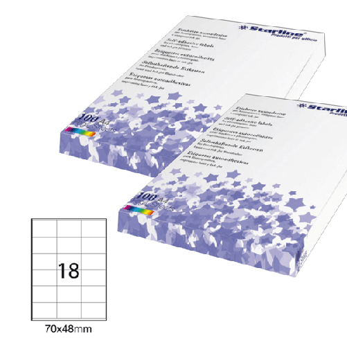 STARLINE Etichetta adesiva bianca 100fg A4 70x48mm (18et/fg) STARLINE