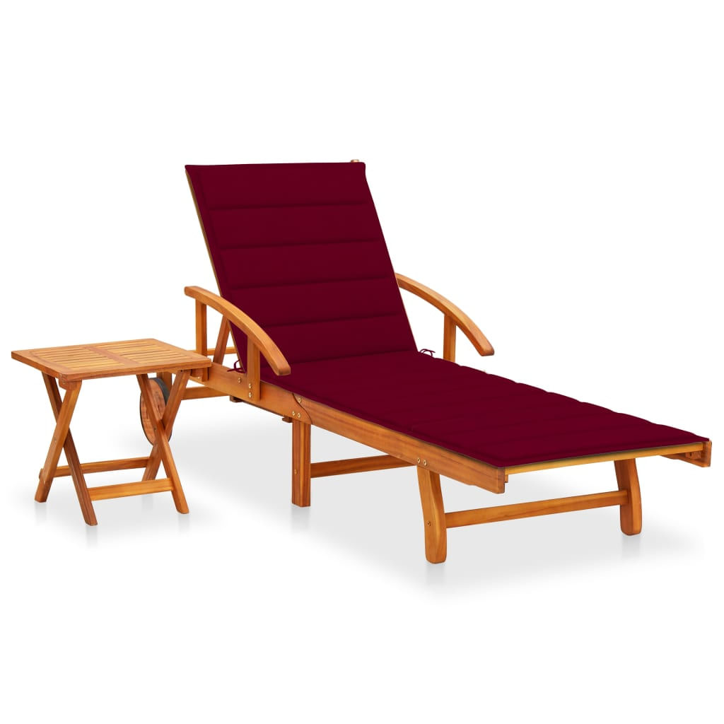 VidaXL Lettino Prendisole da Giardino con Cuscino Massello di Acacia VidaXL 3061611 sedia da esterno