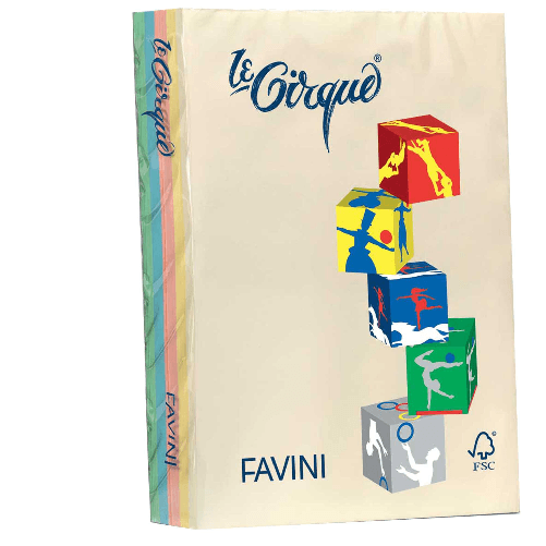 FAVINI Carta LECIRQUE A4 160gr 250fg mix 5 colori pastello FAVINI Favini Le Cirque carta inkjet Blu, Verde, Avorio, Rosa, Giallo