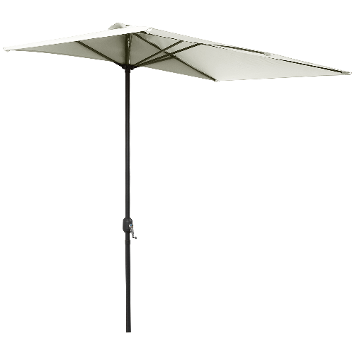 Outsunny Ombrellone da Parete Mezzaluna Salvaspazio con Apertura a Manovella, Beige