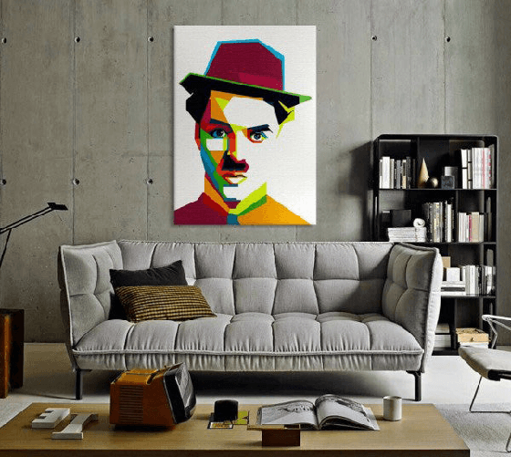 Tela arredo CHARLIE CHAPLIN pop art, - stampa su tela in alta definizione 50x70 cm
