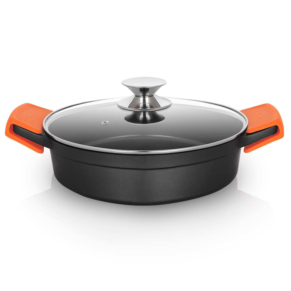 Orbegozo Casseruola Bassa Serie Orbegozo CBD 2,8 L - Alluminio Pressofuso Indeformabile - Manici in Silicone Orbegozo CDB 1024 Pentola multiuso Rotond
