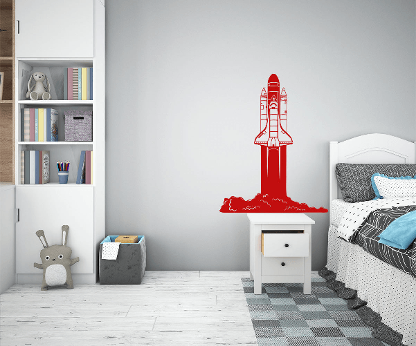 SPACE SHUTTLE - Adesivo murale wall sticker in vinile 55x70 cm Nero