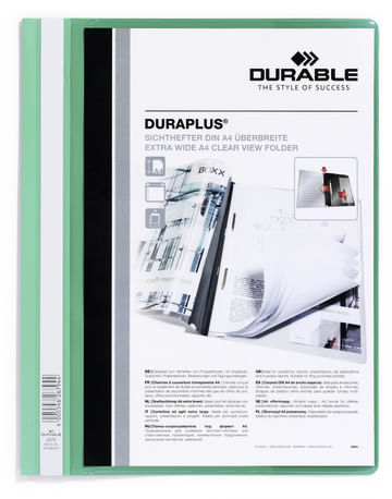 Durable Cartella con chiusura Duraplus durevole - Per formato A4+ - Scomparto interno - Copertina posteriore verde Durable DURAPLUS cartellina con fer