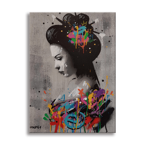Geisha - Quadro Canvas Contemporaneo su telaio in legno 50x70 cm