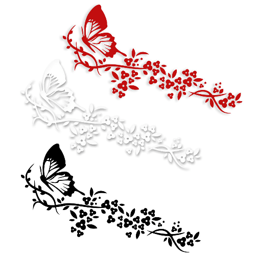 BUTTERFLY - Adesivo murale wall sticker in vinile 55x135 cm Bianco