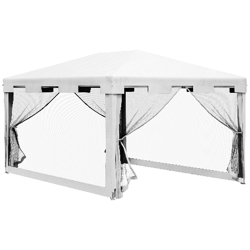 Outsunny Gazebo da Giardino 4x3 m Pieghevole con Zanzariera e 2 Ingressi, in Metallo e PE, Bianco e Nero