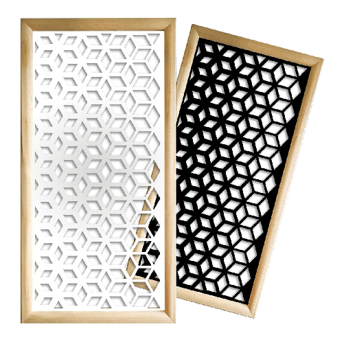 METAMORPHOSIS - Moduli Decorativi in Legno e PVC nero / 47x94 cm