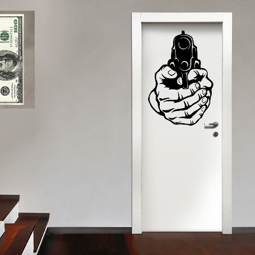 PISTOL - Adesivo murale wall sticker in vinile 55x80 cm Bianco