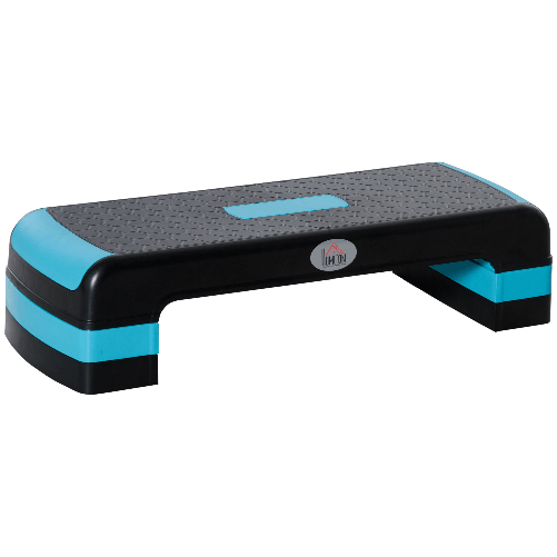 HOMCOM Step Fitness per Aerobica Regolabile su 3 Altezze 10-15-20 cm in Plastica, Nero e Blu