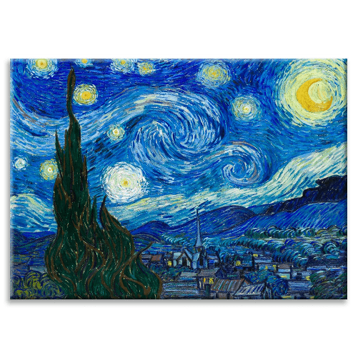 Vincent Van Gogh- Notte Stellata - Quadro Canvas su telaio in legno 70x50 cm