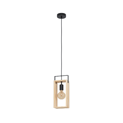 EGLO Famborough lampada a sospensione Supporto flessibile E27 40 W Eglo Lampadario Industrial Famborough 1 Luce Metallo Nero