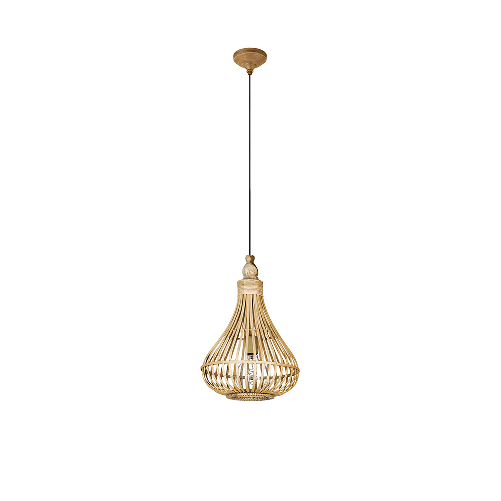 Eglo Lampadario Rustico Amsfield Piccolo 1 Luce Metallo Marrone E Legno EGLO Amsfield lampada a sospensione Supporto flessibile E27