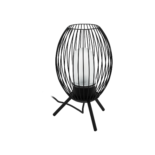 Eglo Lampada Da Tavolo Industrial Da Esterno Fusignano 1 Luce Acciaio Zincato Nero EGLO Fusignano lampada da tavolo E27 28 W Nero, Bianco