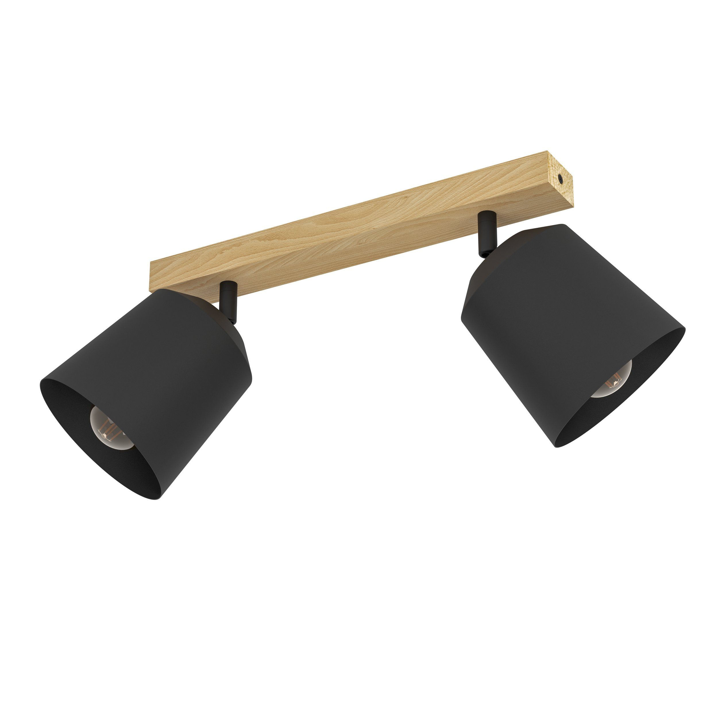 Eglo Plafoniera Industrial Pappagallo 2 Luci Legno Marrone E Nero EGLO 900432 illuminazione da soffitto E27 40 W