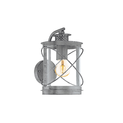 Eglo Applique Industrial Da Esterno Hilburn 1 Luce Acciaio Zincato Argento Antico EGLO HILBURN 1 Illuminazione da parete da esterno E27