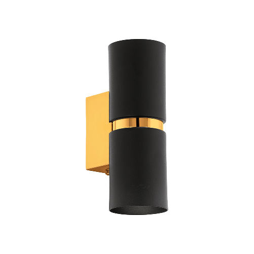 Eglo Applique Moderna Passa 2 Luci Acciaio Nero E Oro Diffusori Tondi EGLO Passa GU10 6,6 W
