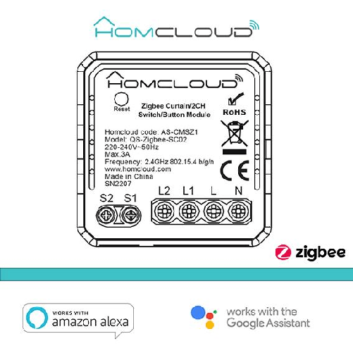 Modulo Ibrido Tapparelle o Pulsante Luci 2CH Zigbee da incas