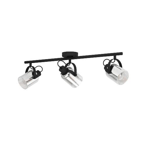 Eglo Plafoniera Moderna Berregas 3 Luci Acciaio Nero E Cromo EGLO Berregas Faretto d'illuminazione da superficie E27