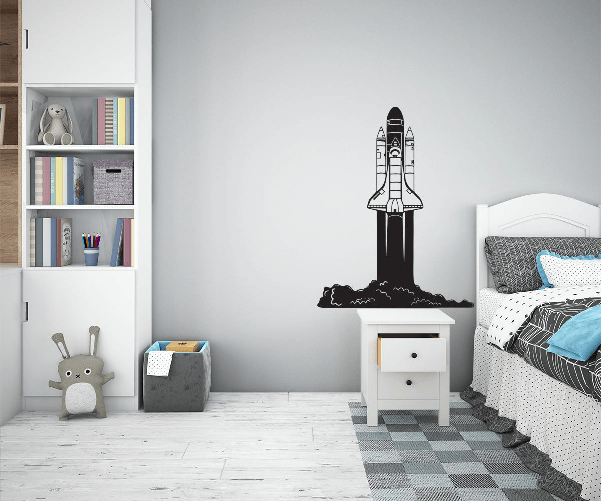 SPACE SHUTTLE - Adesivo murale wall sticker in vinile 55x70 cm Rosso