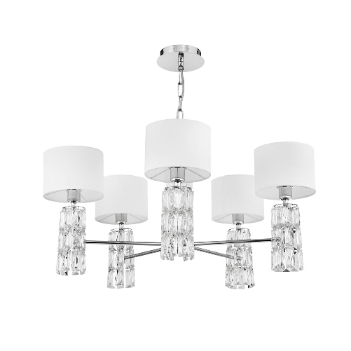 Maytoni Lampadario Contemporaneo Talento Metallo Cromo 5 Luci Diffusori Pvc Bianco Maytoni DIA008PL-05CH illuminazione da soffitto E14