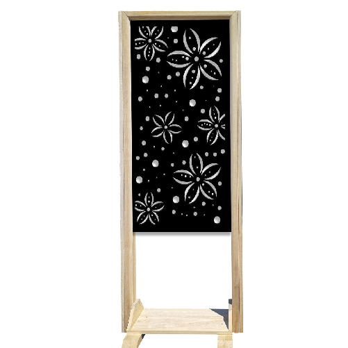 FLOWERS - Separè- Paravento modulabile - 70x190cm - in Legno e PVC Nero