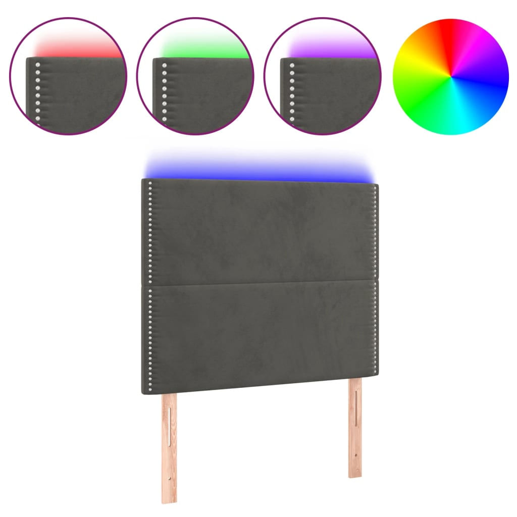 VidaXL Testiera a LED Grigio Scuro 180x5x78/88 cm in Velluto VidaXL 3121533 testiera e pedana Grigio scuro