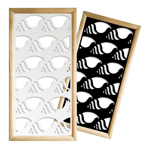 HERMITCRAB - Moduli Decorativi in Legno e PVC nero / 73x148 cm
