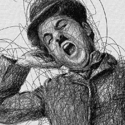 Charlie Chaplin - A Day Without Laugther - Quadro Canvas su telaio in legno 100x140 cm