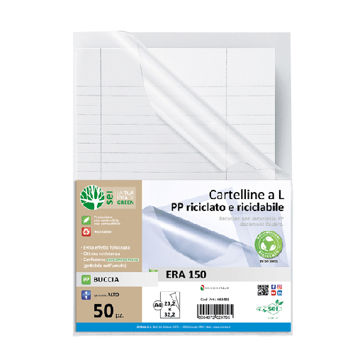 SEI ROTA Conf 50 cartelline a L in PP riciclato buccia A4 ERA 150 Sei rota