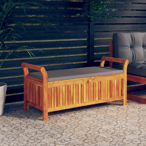 VidaXL Panca Portaoggetti Giardino Cuscino 126cm Legno Massello Acacia VidaXL 319717 panca da esterno