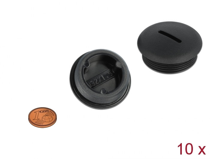 DeLOCK - Verschlussstopfen - Schwarz (Packung mit 10) (60233)