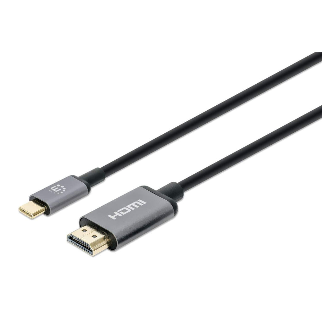 Manhattan 153591 cavo e adattatore video 1 m HDMI tipo A [Standard] USB tipo-C Nero, Grigio (USB-C to HDMI Cable, 4K@60H Manhattan 153591 cavo e adatt